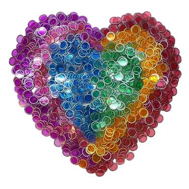 Imagem de MR CHIPS Fichas magnéticas de bingo com anel de metal, 100 peças, sortidas, transparentes, disponíveis em 7 cores, uma bolsa reutilizável