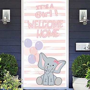 Imagem de It's A Girl Welcome Home Cute Cartoon Elefante Banner Decoração Tema Animal Decoração para Menina Princesa Selvagem Um Safari Chá de Bebê Festa de 1º Aniversário Gênero Revelação Suprimentos Foto