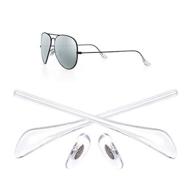 Imagem de Almofadas de nariz de reposição para óculos de sol Ray-Ban Aviator RB3025 3026 Kits de reparo de óculos de sol, pano de bônus (transparente)