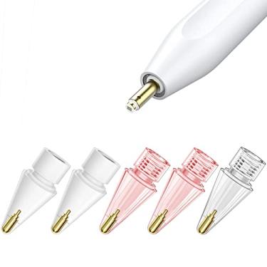 Imagem de Boben Pacote com 5 pontas de lápis transparentes para Apple Pencil 2ª geração e 1ª geração ponta de metal ponta fina, resistente ao desgaste e caneta de controle preciso (branco + transparente + rosa)