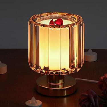 Imagem de 7HAHA3 Difusor de óleo aquecedor elétrico de vela derretimento de cera de vidro com efeito de fogo de artifício 3D luz noturna aroma lâmpada decorativa decoração de casa presente