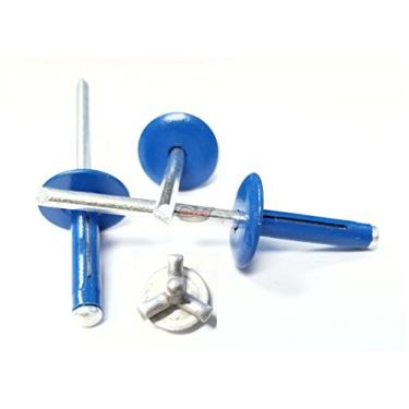 Imagem de Chevron Blue Exploding Pop Rebites 3/16" Mandril de alumínio de cabeça grande de 0,040 - 0,354 prendedor de alcance de aderência