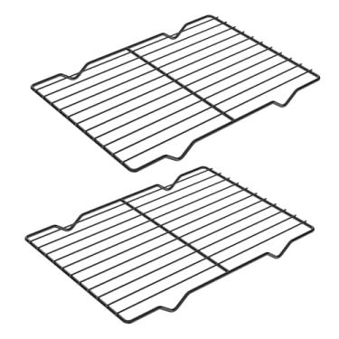 Imagem de Adorila 2 unidades de rack de resfriamento para assar, grelha de aço inoxidável de 20 x 28 cm, grade pequena para assar forno (preto)