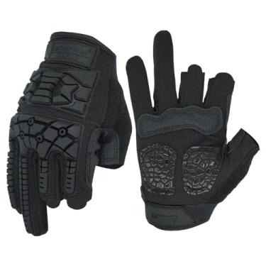 Imagem de Seibertron T.T.F.I.G 2.0 luvas masculinas táticas, militares, flexíveis, de borracha, protetoras para caça e combate, caminhadas, airsoft, paintball, motocicleta, ciclismo, equitação, luvas ao ar livre, Preto, Adult M
