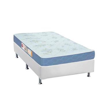 Imagem de  Cama Box Solteiro: Colchão Espuma Castor D45 Sleep Max + Base CRC Courano White(88x188)