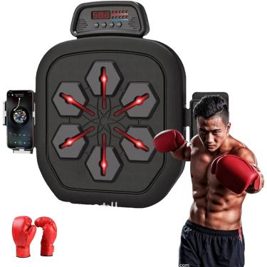Imagem de Máquina de boxe inteligente fixada na parede, máquina de boxe de música inteligente máquina de boxe fixada na parede música almofada de boxe