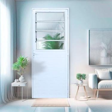 Imagem de Porta Basculante Lambril Alumínio 2,10 X 70 Lado Esquerdo Branco Branco