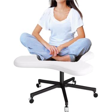 Imagem de YaoZhiYao Cadeira de escritório ativa com pernas cruzadas, cadeira ergonômica de joelho para sentar em diferentes posições, branco, moderno, escritório