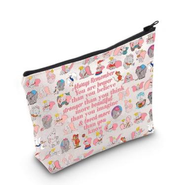 Imagem de WZMPA Bolsa de cosméticos Elephant Dumbo para fãs de elefantes voadores presente You Are Braver Stronger Beautiful Than You Know Dumbo Makeup Zipper Pouch Bag For Movie Fans, Always Dumbo, Ajuste