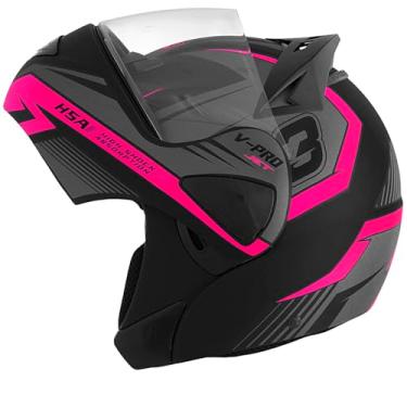 Imagem de Capacete Moto Motoqueiro Robocop Escamoteável V-Pro Jet 3 rosa 62