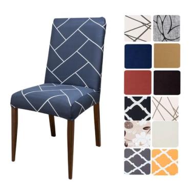 Imagem de Kit 4 Capas Cadeiras De Jantar Spandex Importado Elástico- Várias Estampas (Azule)