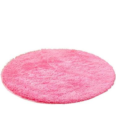 Imagem de Kekon Tapetes ultramacios, modernos, redondos, macios, antiderrapantes, tapetes sedosos para sala de estar, quarto, crianças, quarto de bebê, berçário e animal de estimação, 1 m, rosa