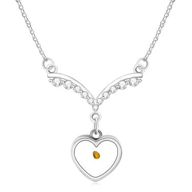 Imagem de Mayfaith Colar de zircão com asas de anjo brilhante, pingente de semente de mostarda combinado com Faith, colar ajustável para presente feminino para melhor amiga YA4836, Adjustable, Aço inoxidável