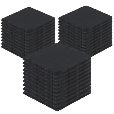 Imagem de MOUYAT Pacote com 30 pratos de ardósia preta, 10 x 10 cm, tábua quadrada de ardósia com borda natural, placas de pedra natural, tábuas de charcutaria para queijo, sushi, carne, aperitivos