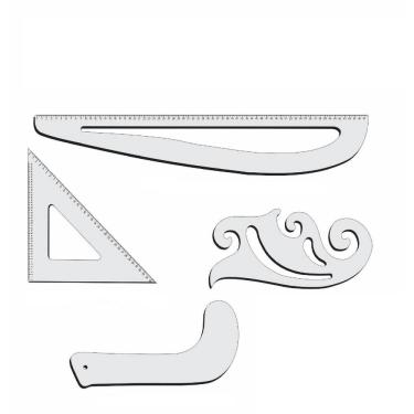 Imagem de Kit Réguas Corte Costura Modelagem Alfaiate 8036 Acril Fenix