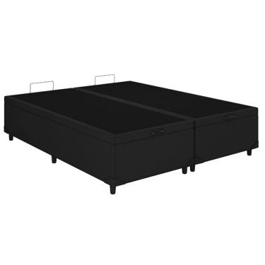 Imagem de Base Box Baú Bipartido King Blindado Corino Linhão Preto 36X192X203 AN