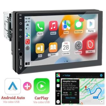Imagem de Central Multimídia 1Din Invertido 7Pols, Android Auto e Carplay USB, E