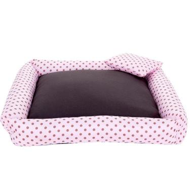 Imagem de Cama Pet Cachorro Ou Gato Poa Porte Grande Marrom E Rosa [F101]