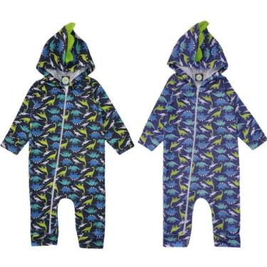 Imagem de Kit 2 Macacão Bebê Menino Longo Inverno moletom Flanelado Punhos Ziper
