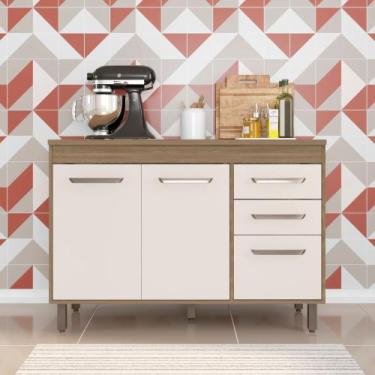 Imagem de Balcão Barcelona 3 Portas 2 Gavetas com Tampo em MDP Poliman Móveis, C