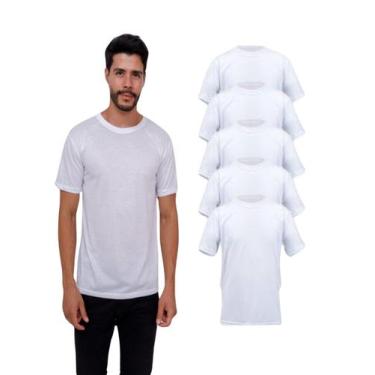 Imagem de Kit Com 5 Camisetas Básicas Lisa Branca 100% Poliéster - Rcv Store, G,