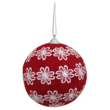 Imagem de Enfeite De Natal Bola Vermelha Arvore/Mesa/Porta 15Cm - Zona Livre