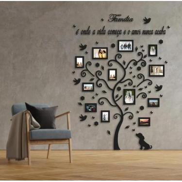 Imagem de Árvore Genealógica 12 Porta Retratos - MDF 3MM / TAMANHO P PRETA - FIL