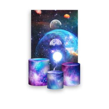 Imagem de Painel De Festa Vertical 1,50 x 2,20 + Trio De Capas Cilindro - Galáxi
