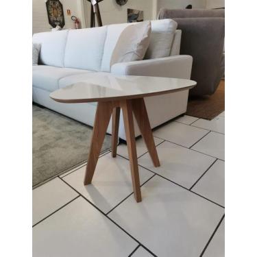 Imagem de Mesa Lateral Canto em formato Orgânico Freijó Offwhite - DALLA COSTA, 