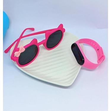 Imagem de Kit Relógio Infantil Silicone Ajustável Esportivo + Óculos de Sol Meni