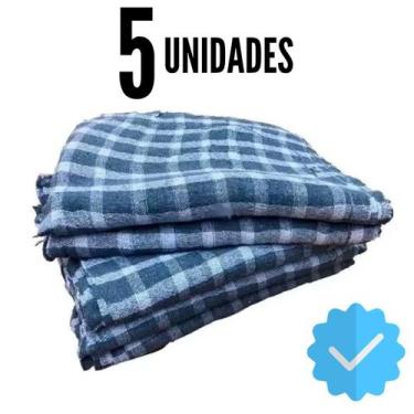 Imagem de 5 Panos De Chão XADREZ AZUL Premium Atacado Grande  - Saco Qualidade -