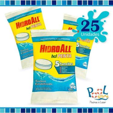 Imagem de Pastilha De Cloro Hcl Penta Hidroall 200g- 25 Un - Hidroall Hcl Penta
