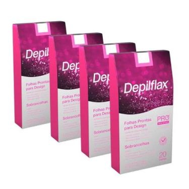 Imagem de Kit 4 Folhas Prontas Para Desing Sobrancelhas Depilação Depilflax 80 U