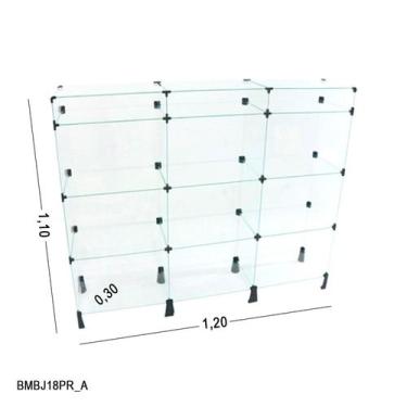 Imagem de Balcão de Vidro com Porta Bijuteria - C/ Conectivo Preto -  MOD.40 - 1