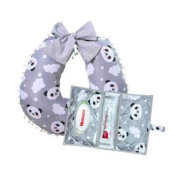 Imagem de Kit Almofada Amamentação com Porta Fralda Bebê Menina Menino - Maria's