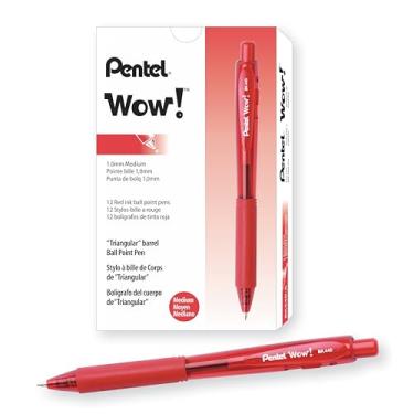 Imagem de Pentel BK440B WOW! Caneta esferográfica retrátil, 1 mm, barril vermelho/tinta, dúzia