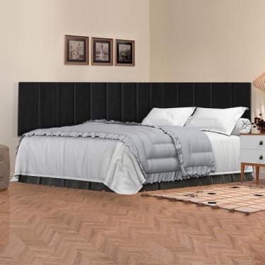 Imagem de Cabeceira Cama Box casal 140 cm suspensa estofada em L - D&V, Preto Su