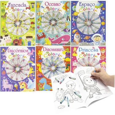 Imagem de Livro Infantil Coleção Cores Em Ação! 144 Páginas Colorir + 72 Giz de 