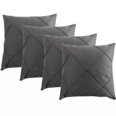 Imagem de Kit 04 Capas de Almofada Suede Drapeada 45cmx45cm Decorativas Sala Qua