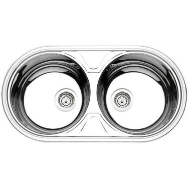 Imagem de Cuba Dupla de Sobrepor para Cozinha Tramontina - Inox Redonda 84x44cm 