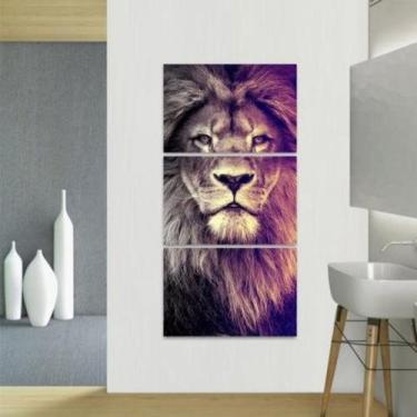 Imagem de Quadro decorativo Leão The King Vertical Conjunto 3 Peças - NEYRAD