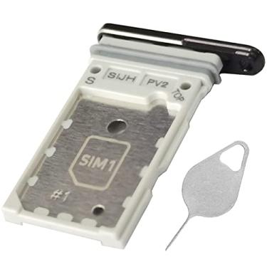 Imagem de Bandeja para cartão SIM Galaxy S22 Ultra de substituição dupla S22 Ultra Suporte para cartão SIM Samsung Galaxy S22 Ultra 6,8 polegadas SM-S908U com peça de reparo de agulha (não versão de cartão SIM