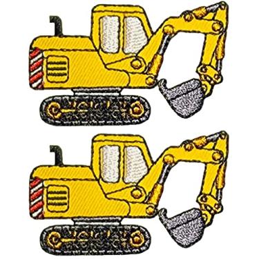 Imagem de Ranger Return Conjunto 2 de miniescavadeiras pequenas e fofas para retroescavadeiras, escavadeiras, desenhos animados, crachá, decalque pequeno, decalque decorativo, aplique de reparo em costurar