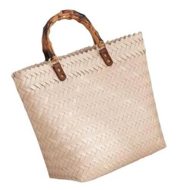 Imagem de Bolsa Carteira de Mão Feminina Feito à Mão Tamanho G Com Alça De Madei