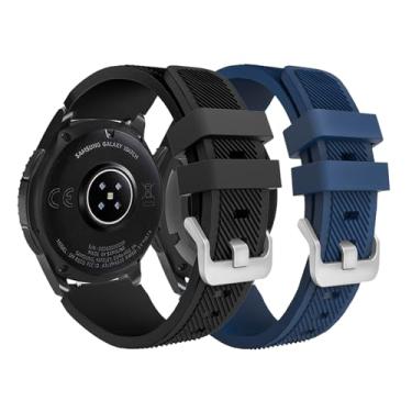 Imagem de Verbstel Pulseira de relógio compatível com Samsung Galaxy Watch 3 de 45 mm/Gear S3 Frontier/Classic/Galaxy Watch de 46 mm/Moto 360 2ª geração de 46 mm/Ticwatch Pro 3/Pro/E2/S2 (preto/azul)