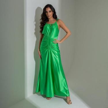 Imagem de Vestido susie longo acetinado elegante - Susie Modas, Verde, G