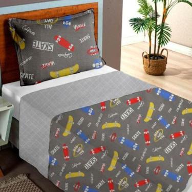 Imagem de Colcha Cobre Leito Teen & Kids Roll Solteiro - Eurotéxtil, Cinza-escur