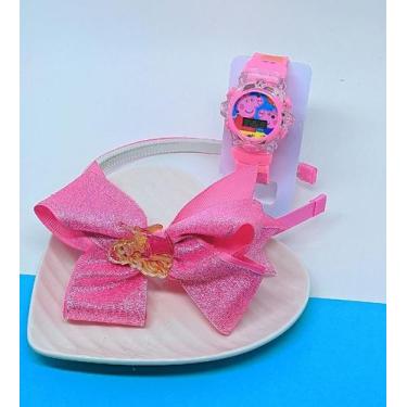 Imagem de Kit Relógio Infantil Menina Digital Pisca Luz Led Toca Musica Princesa