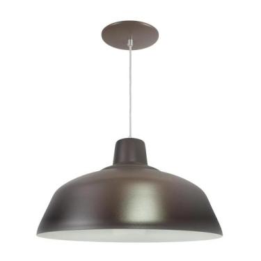 Imagem de Kit 7 Luminária Pendente Retro 34cm Com Interior Branco Brilho Com Fia