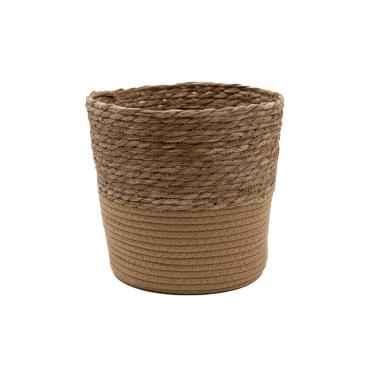 Imagem de cesto organizador redondo com alças 25cm de palha seagrass e corda - Oikos